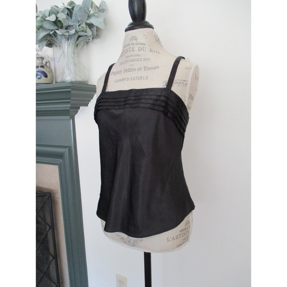 Vintage Lucie Ann II Black Pleated Bust Lingerie Slip Tank Size 36 Nylon - Picture 1 of 8